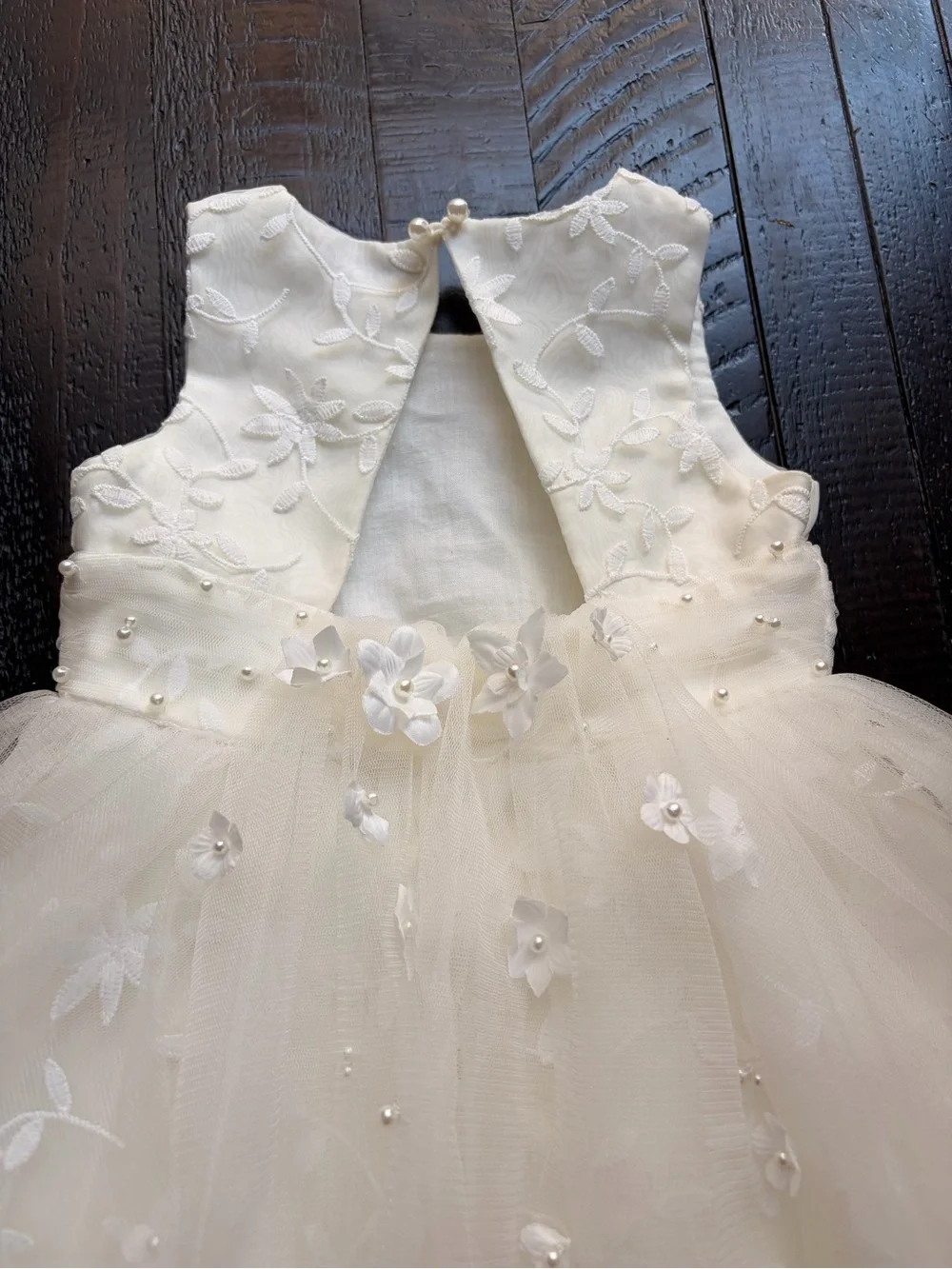 Girls' Ivory Floral Lace Tulle flower girl Dress